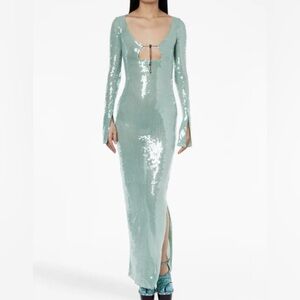16Arlington Style Light Blue Sequin Maxi Dress Gown
